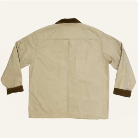 L.L. Bean Men’s Field Barn Chore Coat Jacket Beige w/ Corduroy trim quilted XXL - Picture 2 of 8
